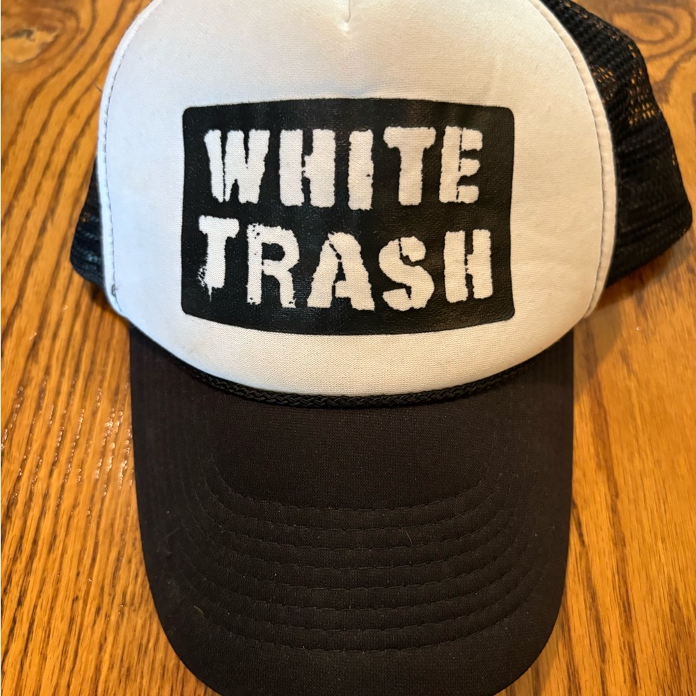 “White Trash” black and white baseball hat/cap
